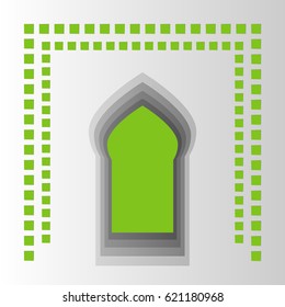mosque door withgreen geometric frame