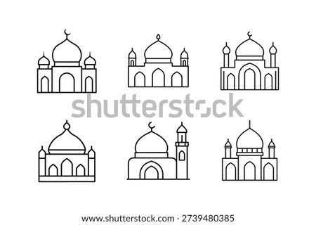 mosque draft icon line art vector illustration isolated
