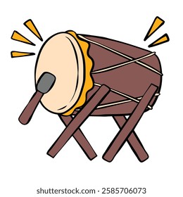 mosque drum ramadan kareem doodle illustration hand drawn