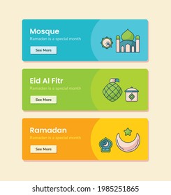 mosque eid al fitr ramadan for banner template with dashed line style