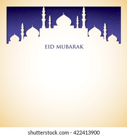 Mosque "Eid Mubarak" (Blessed Eid) card in vector format.