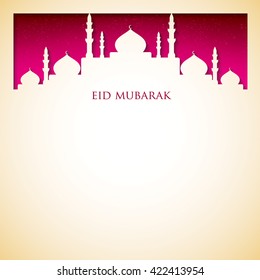Mosque "Eid Mubarak" (Blessed Eid) card in vector format.