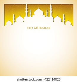 Mosque "Eid Mubarak" (Blessed Eid) card in vector format.