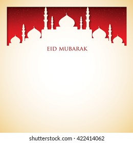 Mosque "Eid Mubarak" (Blessed Eid) card in vector format.