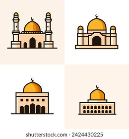 El paquete de elementos de la mezquita con un estilo de diseño plano es adecuado para temas islámicos como Ramadán, Eid al-Fitr y otras celebraciones islámicas, etc.