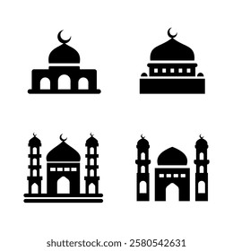 The mosque element package with a minimalist style is very suitable for Islamic theme design elements