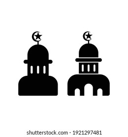 Mosque Filled Icon. Black and White. For Logo,Icon,Symbol and Sign