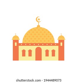 Diseño plano de mezquita con elemento de color naranja