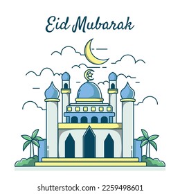 Mosque flat design, ramadan kareem, mosque illustration