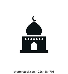 Mosque flat icon isolated on white background. Islamic ramadan icon vector