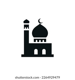 Mosque flat icon isolated on white background. Islamic ramadan icon vector