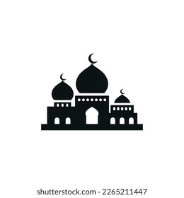 Mosque flat icon isolated on white background. Islamic ramadan icon vector