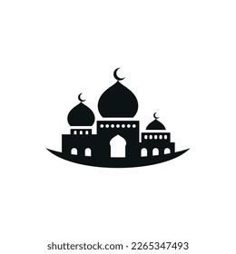 Mosque flat icon isolated on white background. Islamic ramadan icon vector