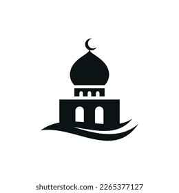 Mosque flat icon isolated on white background. Islamic ramadan icon vector