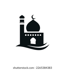 Mosque flat icon isolated on white background. Islamic ramadan icon vector
