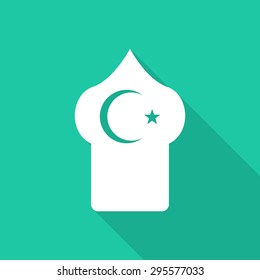 mosque flat icon with long shadow.