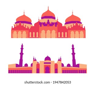 Mosque flat icon set illustration isolated vector sign symbol. mosque illustration.