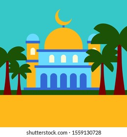 Mosque Flat Illustration Design Vector