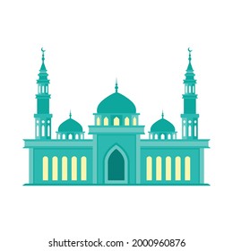 ilustración de estilo plano de mezquita con fondo aislado, vector islámico, minimalista, saludo eid, ramadan kareem