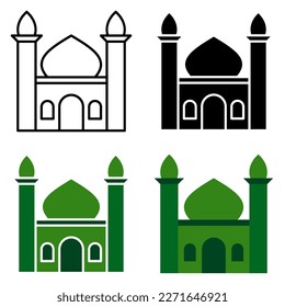 Mezquita aislada en estilo plano