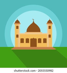 mosque flat vector illustration design, very suitable for flyers or Muslim-themed presentations or great days in Islam