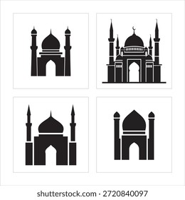 Icono de vista frontal de la mezquita con fondo blanco