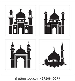 Icono de vista frontal de la mezquita con fondo blanco