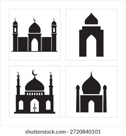 Icono de vista frontal de la mezquita con fondo blanco