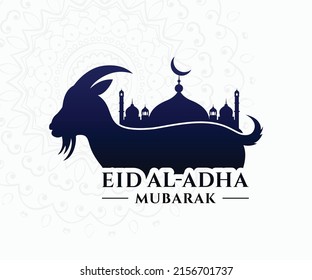 Mosque With Goat Eid Al-Adha Template. Eid al-Adha Wishes Template. 