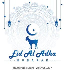 Mosque and goat festival background eid al adha mubarak