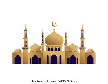 Mosque with gold gradient color vector Illustration design with isolated background