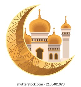 mosque in golden moon icon