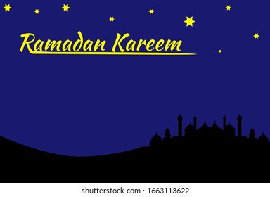 Mosque at the gulf ramadan kareem Illustration, ramadan kareem cartoon vector Wishing for Islamic festival for banner, poster, background, flyer,illustration, brochure and sale background