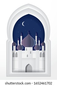 mosque hari raya greetings template vector/illustration