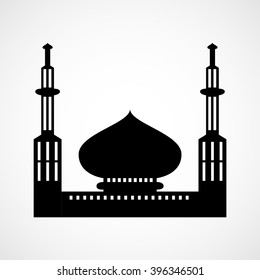Mosque icon. Black on white background. Vector illustration of Mosque silhouette. islamic template. mosque isolated