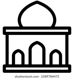 mosque icon in black outline style