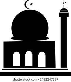 Moschee-Ikone schwarz und weiß