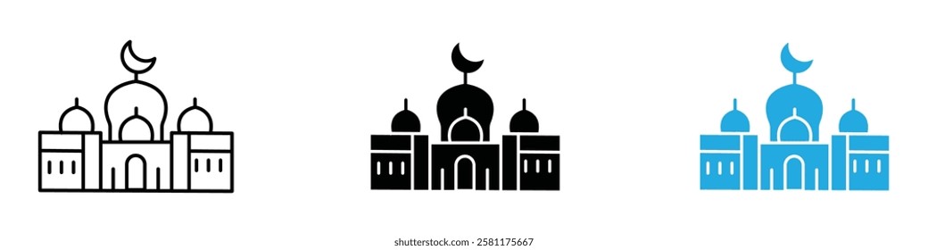 mosque icon black white vector outline