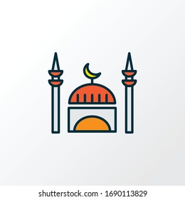 Moschee Symbol farbige Linie Symbol. Qualitativ hochwertiges, isoliertes Minarett-Element im trendigen Stil.