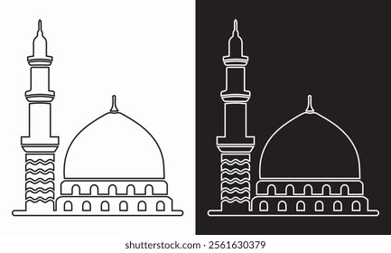 mosque icon design, illustration design,minimalist mosque dome logo icon template. Islamic masjid logo symbol template. Muslim linear mosque icon isolated vector illustration.