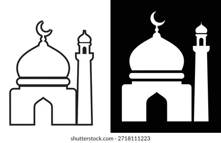 Icono de mezquita diseñado en una simple Ilustración vectorial de arquitectura islámica