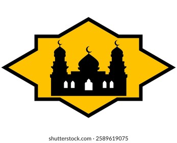 mosque icon designed with infinite design android application. vector design illustration of mosque. Islamic Mosque Vector with a mix of yellow colors, mosque silhouette vector design with isolated 