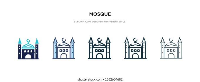 mosque icon in different style vector illustration. two colored and black mosque vector icons designed in filled, outline, line and stroke style can be used for web, mobile, ui