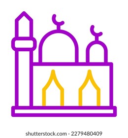 mosque icon duocolor purple yellow style ramadan illustration vector element and symbol perfect. Icon sign from modern collection for web.