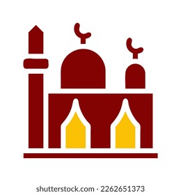 mosque icon duotone red yellow style ramadan illustration vector element and symbol perfect. Icon sign from modern collection for web.