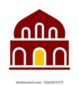 mosque icon duotone red yellow style ramadan illustration vector element and symbol perfect. Icon sign from modern collection for web.