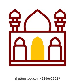 Moschee Icon duotone roten gelben Stil ramadan Illustration Vektorelement und Symbol perfekt. Symbol aus der modernen Kollektion für Web.