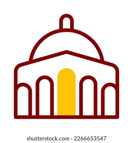 mosque icon duotone red yellow style ramadan illustration vector element and symbol perfect. Icon sign from modern collection for web.