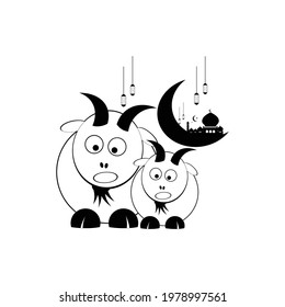 mosque icon and Eid al-ADHA sheep design