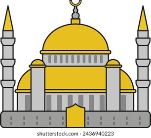mosque icon. Flat color design. Vector illustration.